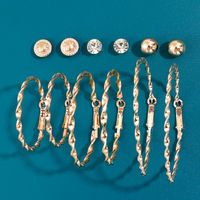 6 Pairs Of Gold Big Hoop Stud Earrings Set main image 2