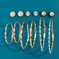 6 Pairs Of Gold Big Hoop Stud Earrings Set sku image 1