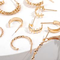 6 Pairs Of Golden Geometric Circles Earrings Set main image 5