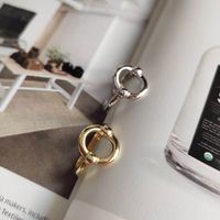 South Korea 18k Gold Plate Ring Geometric Hollow Oval Opening Ring Personality Trendy Ring main image 5