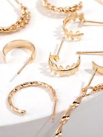 6 Pairs Of Golden Geometric Circles Earrings Set main image 6
