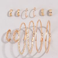 6 Pairs Of Golden Geometric Circles Earrings Set sku image 1