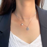 New Round Micro Diamond S925 Silver Korean Fashion Personality Freshwater Pearl Necklace main image 4