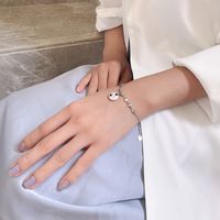 Baroque Button Star S925 Silver Fashion Personality Stitching Round Folds Pearl Bracelet main image 4