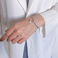 Baroque Button Star S925 Silver Fashion Personality Stitching Round Folds Pearl Bracelet main image 5