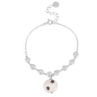 Baroque Button Star S925 Silver Fashion Personality Stitching Round Folds Pearl Bracelet main image 6