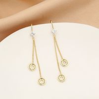 Simple Hollow Circle Pendent Copper Zircon Earrings main image 1