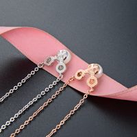Rose Gold Maus Perle S925 Silber Halskette Koreanische Kreative Eingelegte Strass Halskette Großhandel main image 4