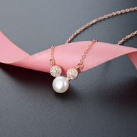 Rose Gold Maus Perle S925 Silber Halskette Koreanische Kreative Eingelegte Strass Halskette Großhandel main image 3