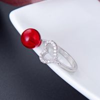 Heart-shaped Korean S925 Silver Crystal Ladies Free Adjustment Ring main image 4