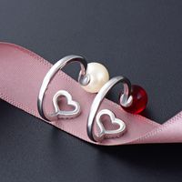 Heart-shaped Korean S925 Silver Crystal Ladies Free Adjustment Ring main image 5