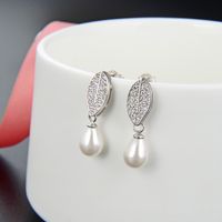 Full Diamond Drop Pearl S925 White Fungus Earrings Ol Fashion Earrings Cross-border main image 4