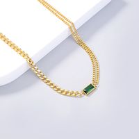 Fashion Retro Personality Short Emerald Zircon Stitching Stainless Steel Necklace main image 4