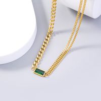 Fashion Retro Personality Short Emerald Zircon Stitching Stainless Steel Necklace main image 5