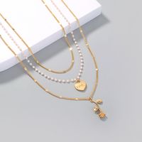 Retro Love Pendant Necklace Rose Imitation Pearl Multilayer Necklace Wholesale main image 4