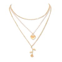 Retro Love Pendant Necklace Rose Imitation Pearl Multilayer Necklace Wholesale main image 6