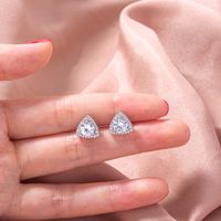 European And American Micro-inlaid Geometric Triangle Zircon Copper Earrings main image 2