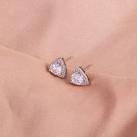 European And American Micro-inlaid Geometric Triangle Zircon Copper Earrings main image 4