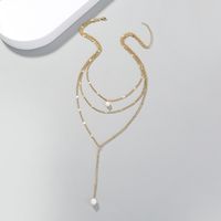 Temperament Retro Anhänger Halskette Einfache Perlenkette Schlüsselbeinkette main image 3