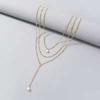Temperament Retro Anhänger Halskette Einfache Perlenkette Schlüsselbeinkette main image 5