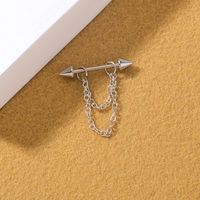 European And American Temperament Stainless Steel Tassel Chain Pendant Barbell Breast Ring main image 5