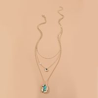 Fashion Natural Turquoise Shaped Pendant Necklace Alloy Necklace Wholesale main image 1