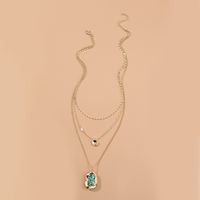 Fashion Natural Turquoise Shaped Pendant Necklace Alloy Necklace Wholesale main image 2