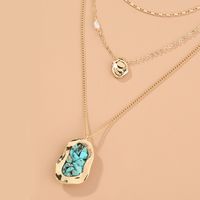 Fashion Natural Turquoise Shaped Pendant Necklace Alloy Necklace Wholesale main image 4