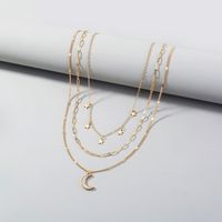 Star And Moon Necklace Female Multi-layer Clavicle Chain Diamond Pendant Necklace main image 5