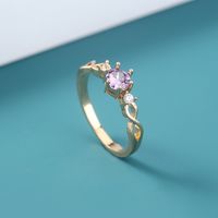 Bague En Zircone Multicolore Brillante Design Niche Bague En Cuivre Simple Sauvage main image 6