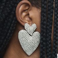 European And American Trend Exaggerated Geometric Heart Rhinestone Earrings main image 1