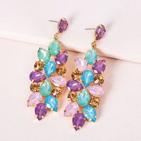 European And American Trend New Alloy Color Diamond Geometric Flower Earrings main image 2
