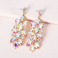 European And American Trend New Alloy Color Diamond Geometric Flower Earrings main image 5