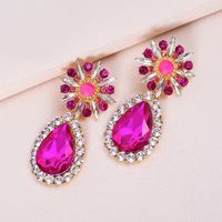 European And American New Alloy Diamond-studded Flower Drop-shaped Earrings main image 1
