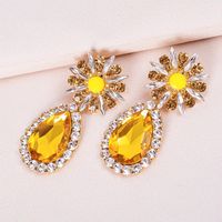 European And American New Alloy Diamond-studded Flower Drop-shaped Earrings main image 3