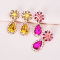 European And American New Alloy Diamond-studded Flower Drop-shaped Earrings main image 5