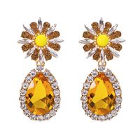 European And American New Alloy Diamond-studded Flower Drop-shaped Earrings main image 6