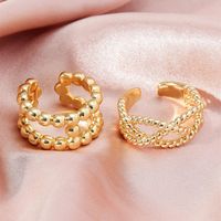 18kgp Retro Open Ring Trend Golden Beads Ring Women main image 4