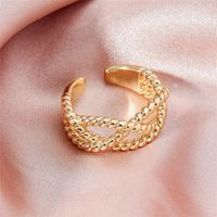 18kgp Retro Open Ring Trend Golden Beads Ring Women sku image 1