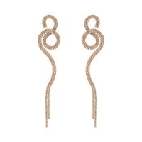 European And American New Alloy Diamond-studded Long Winding Geometric Earrings main image 6