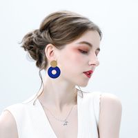 European And American Creative New Alloy Resin Letter Round Earrings Wholesale main image 3