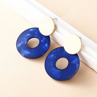 European And American Creative New Alloy Resin Letter Round Earrings Wholesale main image 4