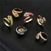 American Oily Snake Ring Copper Micro-inlaid Zircon Gold Ring Female main image 1