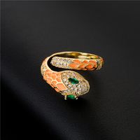 American Oily Snake Ring Copper Micro-inlaid Zircon Gold Ring Female main image 3