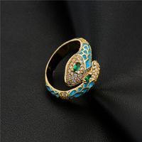 American Oily Snake Ring Copper Micro-inlaid Zircon Gold Ring Female main image 4