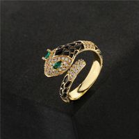 American Oily Snake Ring Copper Micro-inlaid Zircon Gold Ring Female main image 5