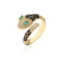 American Oily Snake Ring Copper Micro-inlaid Zircon Gold Ring Female main image 6