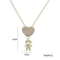 Fashion Heart-shape Boy Pendant Gold Copper Micro-inlaid Zircon Necklace main image 5