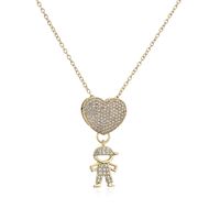 Fashion Heart-shape Boy Pendant Gold Copper Micro-inlaid Zircon Necklace main image 6