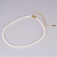 Fashion Millet Bead Titanium Steel Plated 18k Gold Clavicle Chain Necklace main image 4